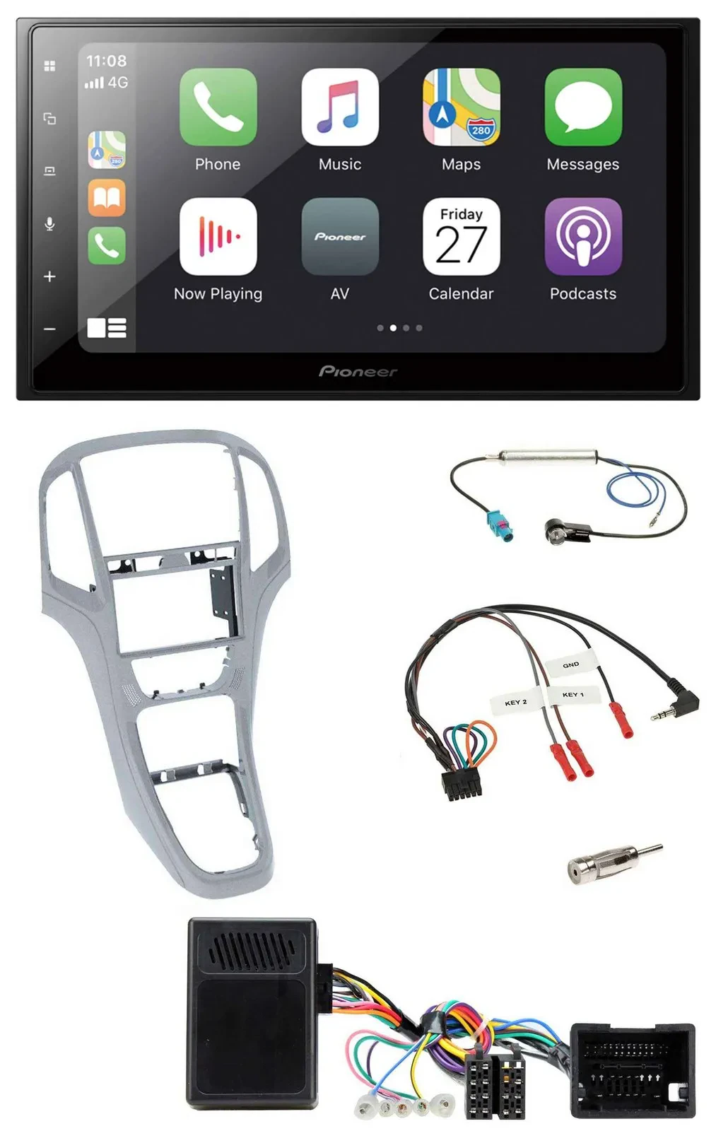 Pioneer Lenkrad Bluetooth DAB 2DIN USB Autoradio für Opel Astra J ab 09 Platinsi