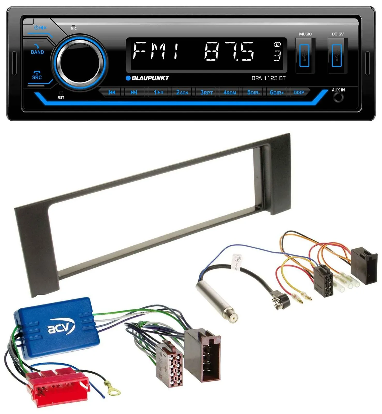 Blaupunkt MP3 Bluetooth USB AUX Autoradio für Audi A4 B6 00-04 Aktivsystem Mini-