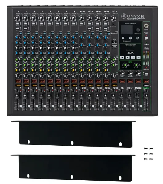 Mackie ONYX16 16-Channel Analog Mixer w/USB/3-Band EQ/Bluetooth+Rack Ear Kit