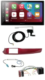 Автомагнитола для Alfa Romeo Giulietta (2010–2013) Pioneer 2DIN, USB, Bluetooth, DAB, MP3, красный глянец