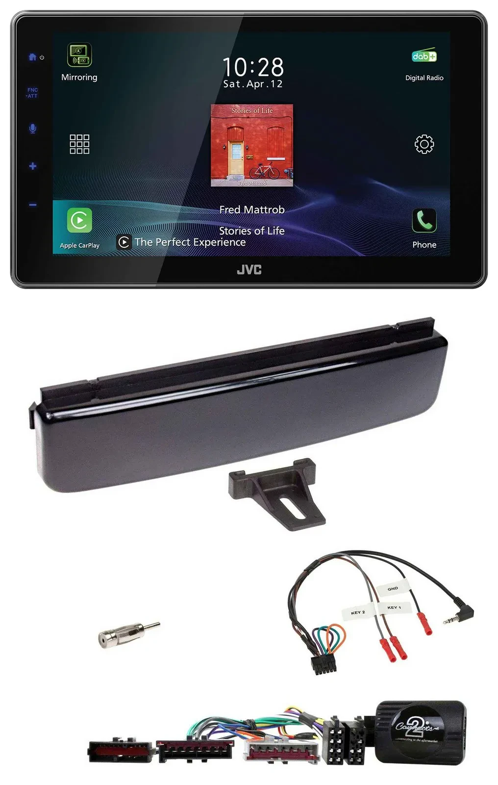 JVC DAB Lenkrad Bluetooth USB Autoradio für Ford Mondeo Focus piano-schwarz