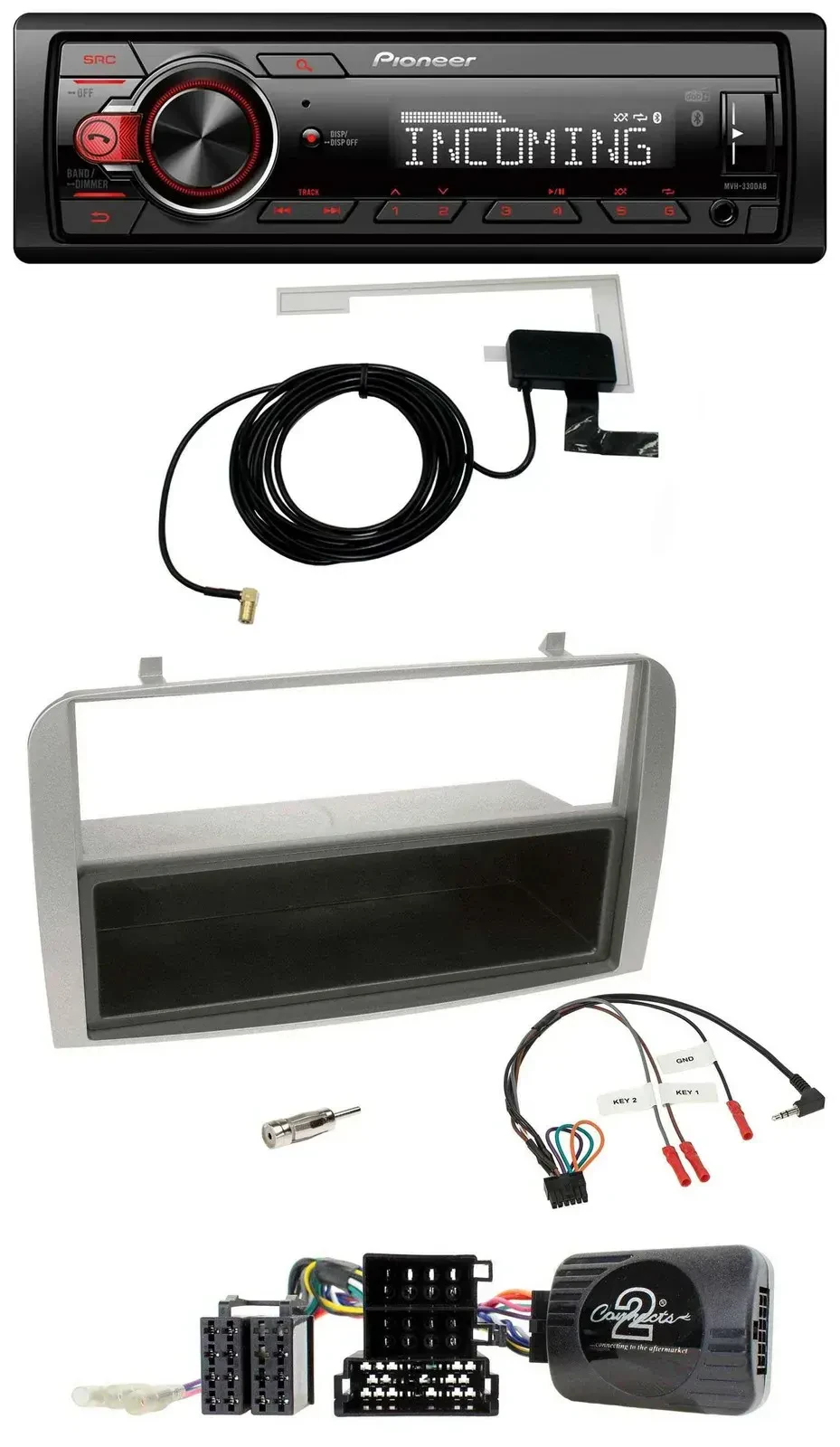 Автомагнитола для Alfa GT 147 (2007–2010) Pioneer USB, DAB, Bluetooth, серебристая