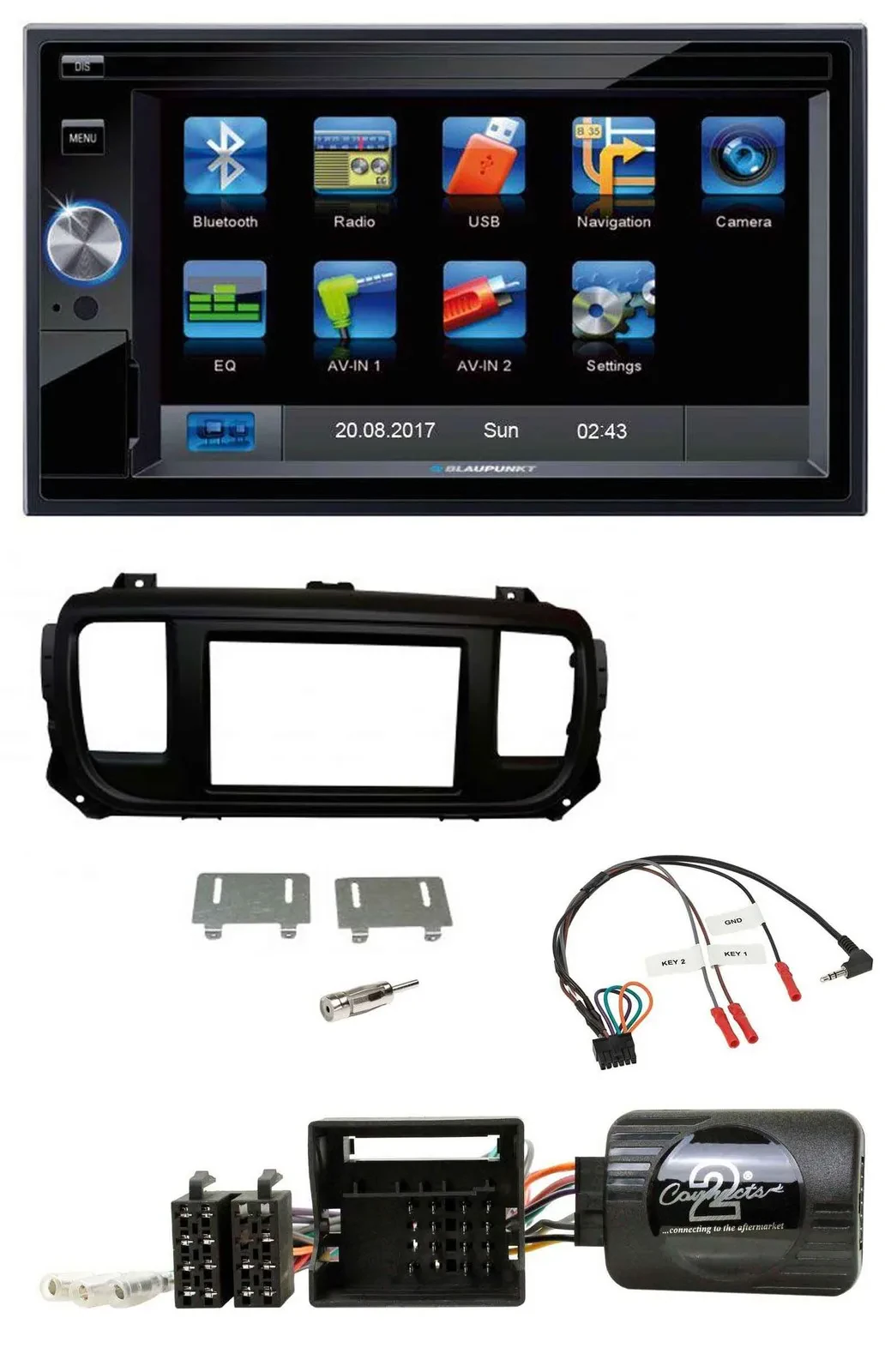 Blaupunkt SD USB TMC Bluetooth 2DIN Lenkrad Navigation für Toyota Proace Citroen