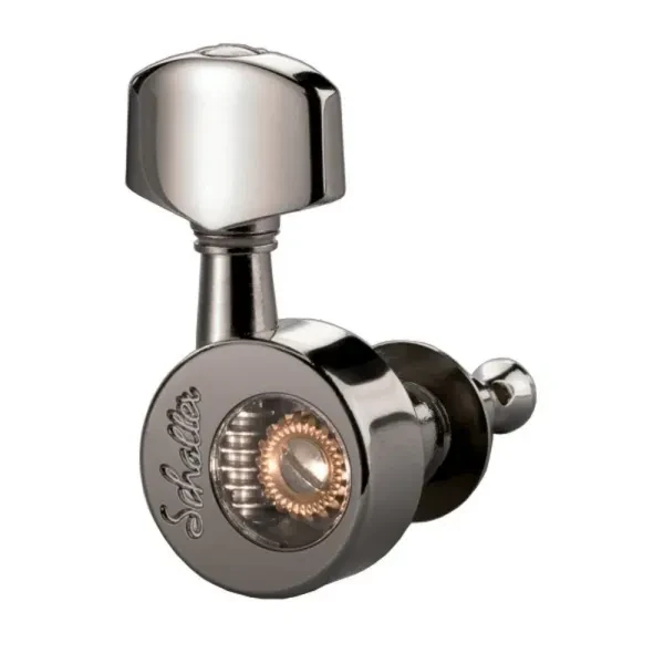Genuine Schaller Da Vinci Tuners, 6 In-Line, BLACK CHROME, Made in Germany