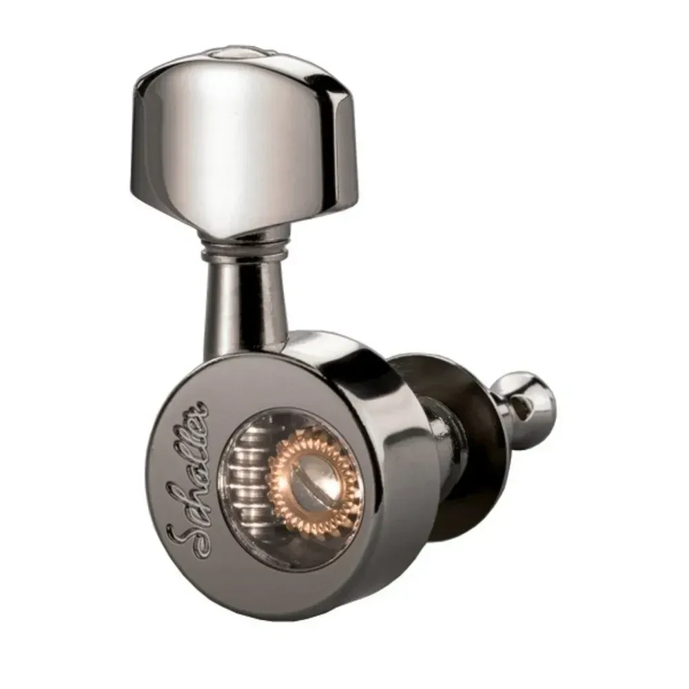 Genuine Schaller Da Vinci Tuners, 6 In-Line, BLACK CHROME, Made in Germany