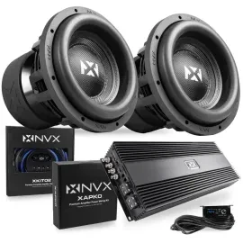 NVX XCW121 12" SPL Subwoofer + Monoblock Amplifier + 2-Ch Amplifier w/ wiring Ki