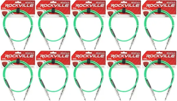 Инструментальный кабель Rockville RCGT3.0G Green 0.9 м ( 10 штук)