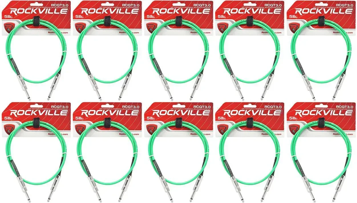 Инструментальный кабель Rockville RCGT3.0G Green 0.9 м ( 10 штук)