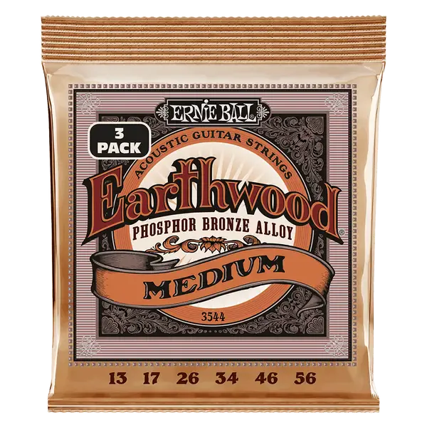 Струны для акустической гитары ERNIE BALL 3544 Earthwood Phosphor Bronze Medium 3 Pack 13-56