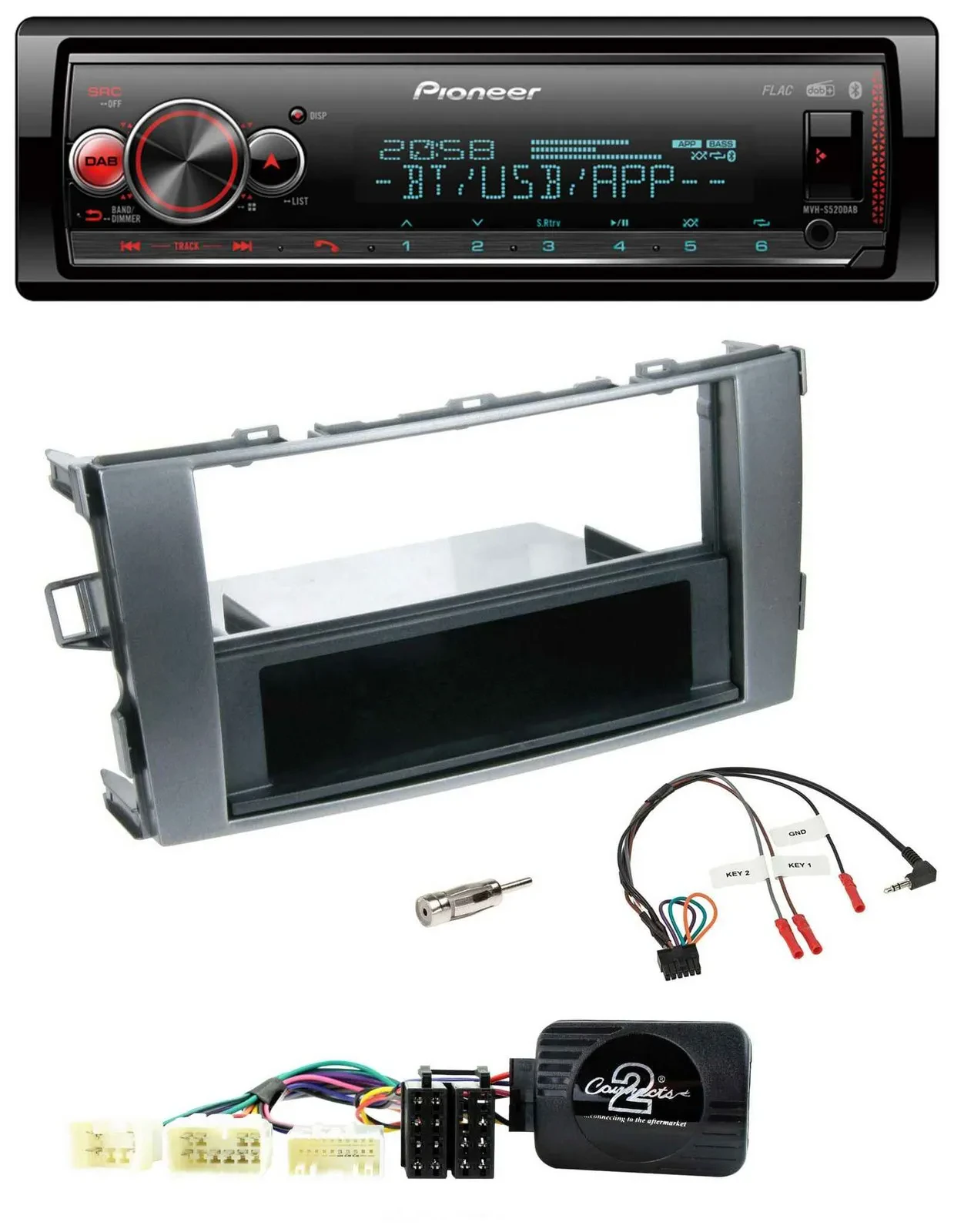 Автомагнитола Pioneer Bluetooth USB DAB для Toyota Avensis T25 (с 2003), с поддержкой кнопок на руле