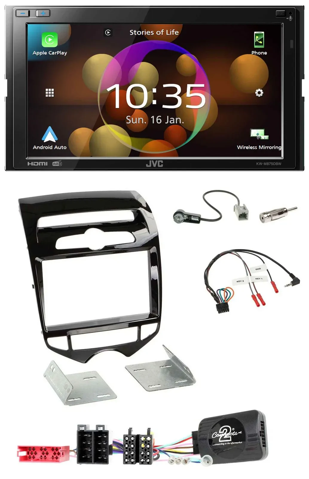 JVC DAB Lenkrad 2DIN Bluetooth USB Autoradio für Hyundai ix20 ab 10 autom. Klima