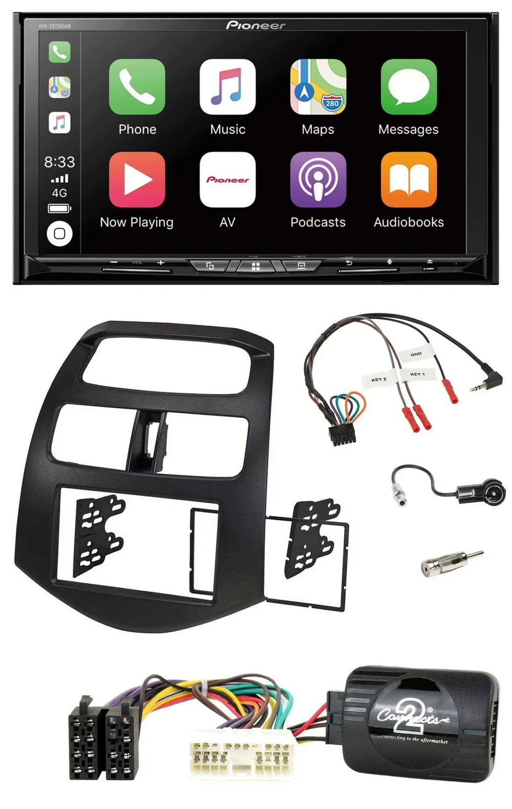 Pioneer 2DIN Lenkrad USB DAB DVD Bluetooth Autoradio für Chevrolet Spark KLM 201