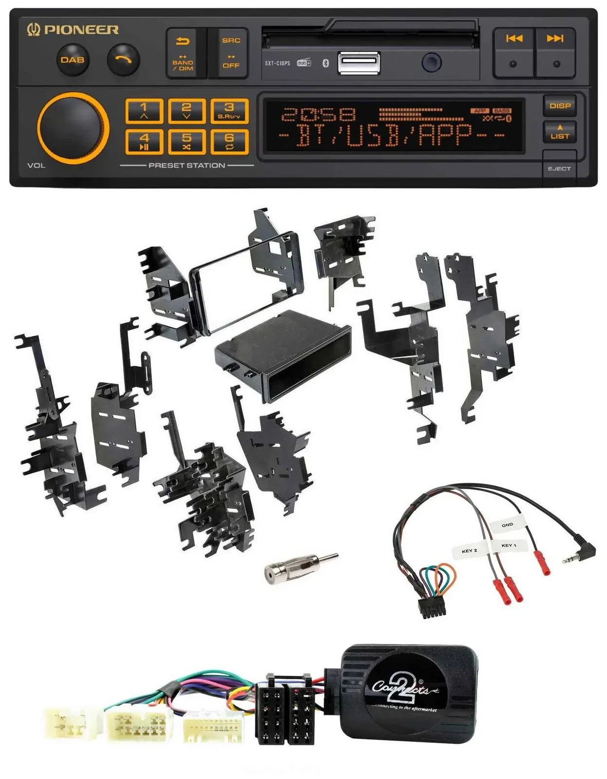 Автомагнитола Pioneer DAB, USB, Bluetooth, поддержка кнопок на руле для Toyota Yaris 2007–2012