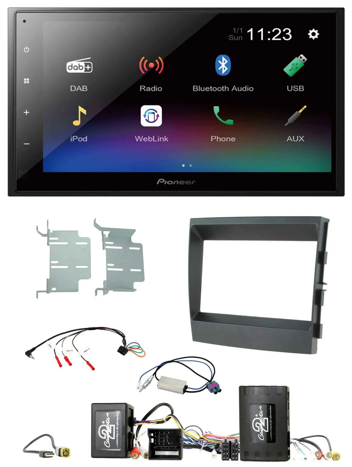 Автомагнитола для Porsche Panamera Pioneer 2DIN, DAB, Bluetooth, USB, поддержка управления с руля