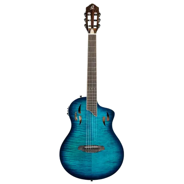Классическая гитара с подключением Ortega RTPDLX-FMA TourPlayer Series Blue Burst с чехлом