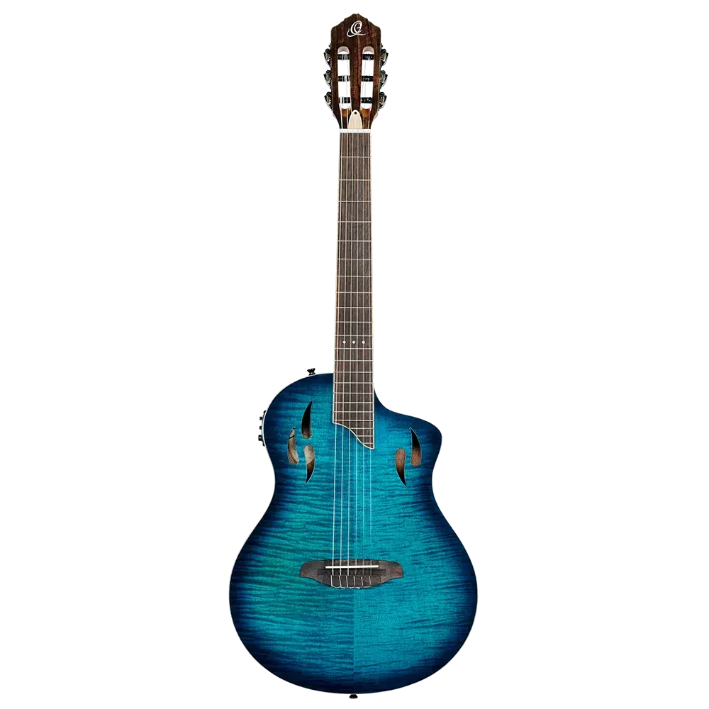 Классическая гитара с подключением Ortega RTPDLX-FMA TourPlayer Series Blue Burst с чехлом