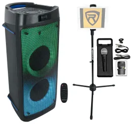 Rockville BASS PARTY 65 Karaoke Machine System Party Speaker w/Mic+Tablet Stand