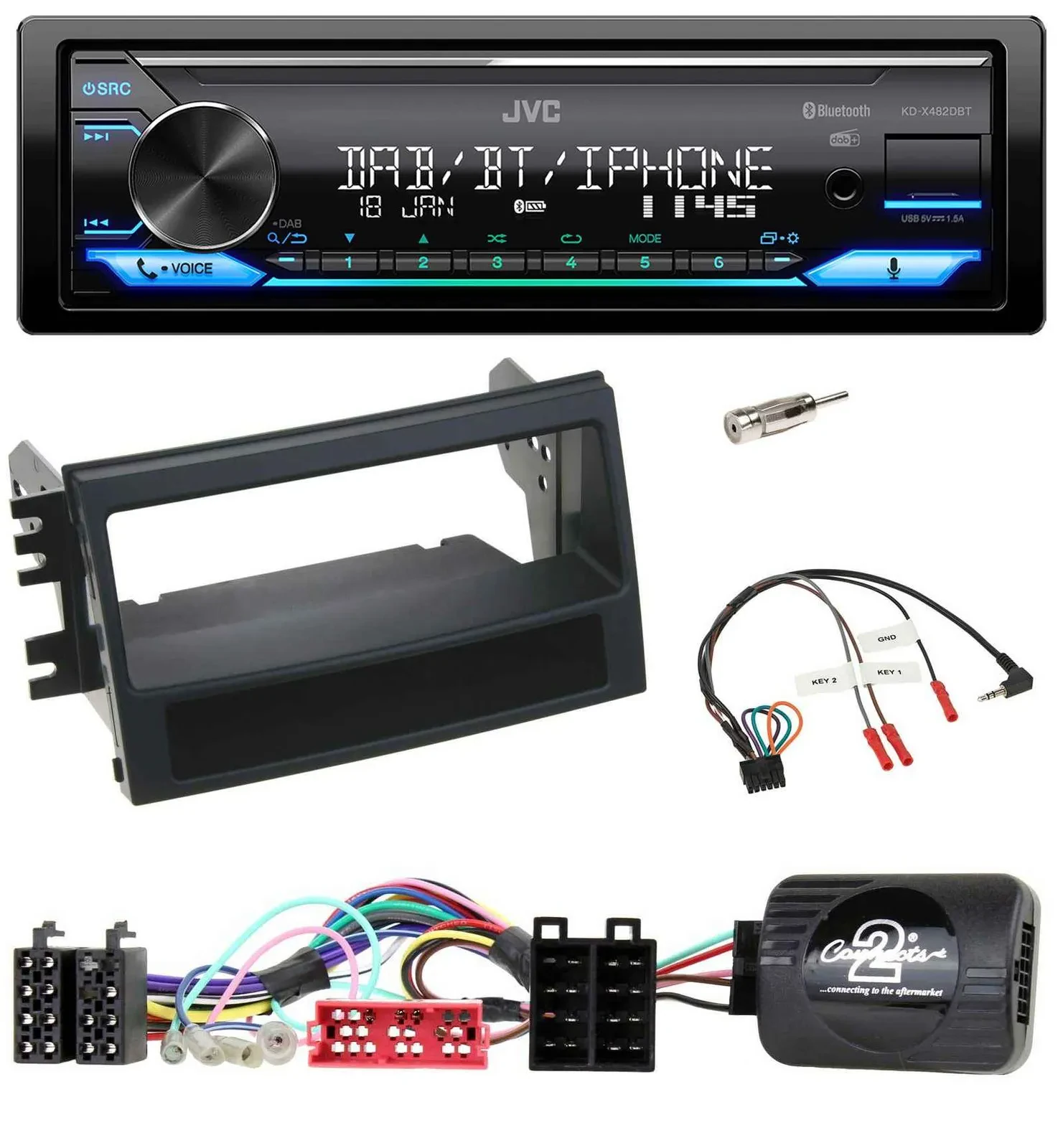 JVC Bluetooth DAB USB Lenkrad Autoradio für Kia Soul (2009-2011)