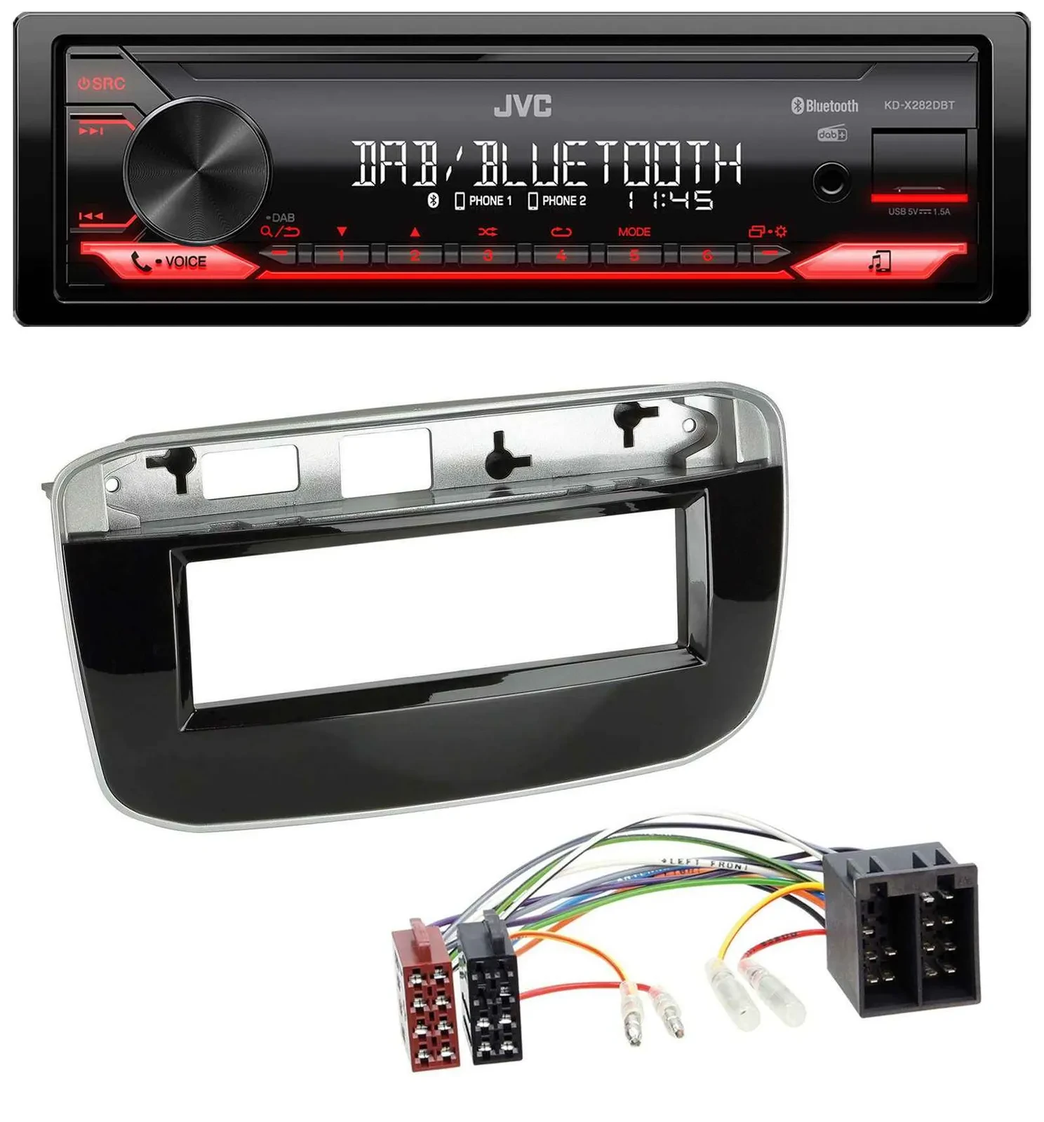 JVC Bluetooth USB DAB MP3 Autoradio für Fiat Punto Punto Evo (ab 2011)