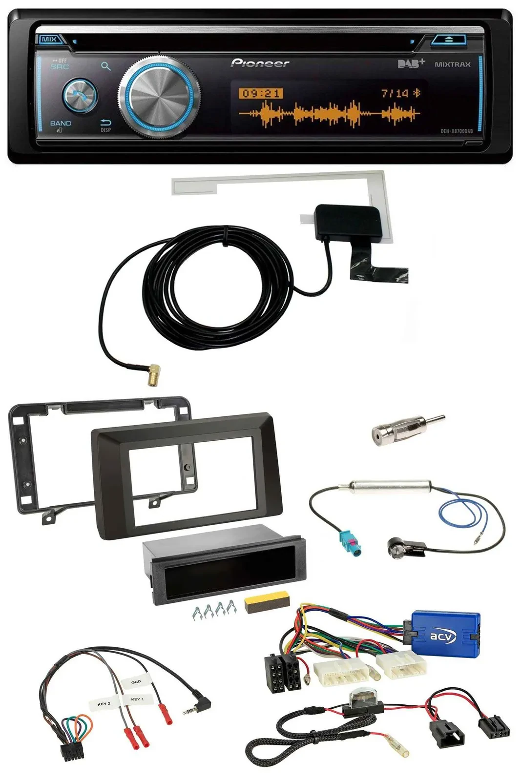 Автомагнитола Pioneer Bluetooth, DAB, USB, CD для Dacia Duster (с 2021), поддержка кнопок на руле