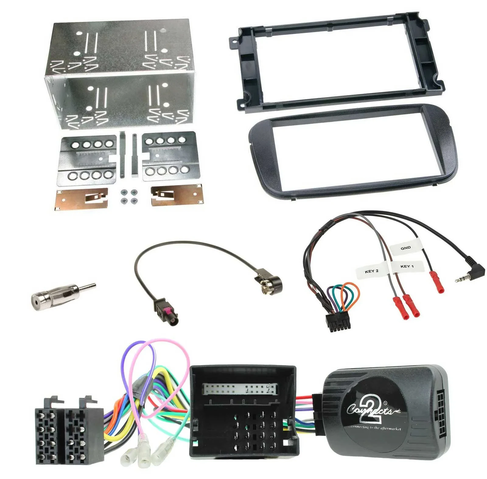 Einbauset Lenkradadapter Doppel DIN Autoradio für Ford S-Max Mondeo Profi schwar