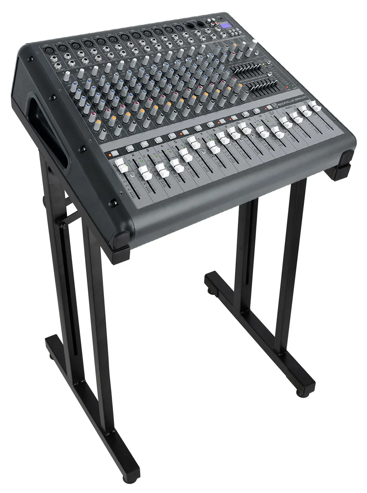 Микшер-усилитель Rockville RPM1470 14-канальный 6000W USB, эффекты (набор, со складной стойкой)