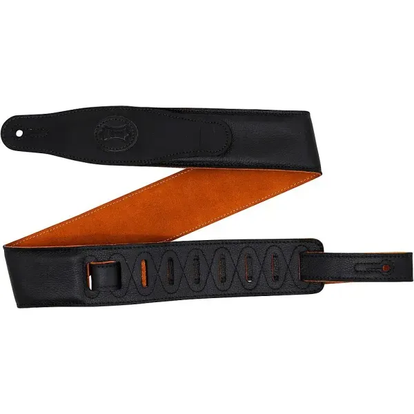 Levy's 2.5" Padded Garment Leather Guitar Strap Black 2.5 in.