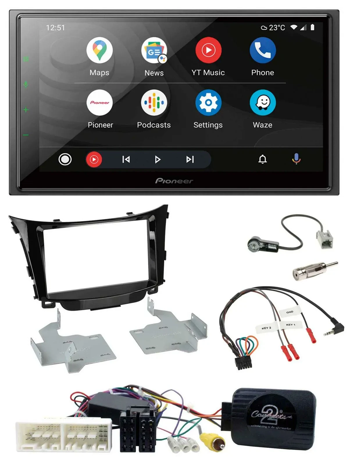 Автомагнитола для Hyundai i30 Pioneer 2DIN, DAB, Bluetooth, USB