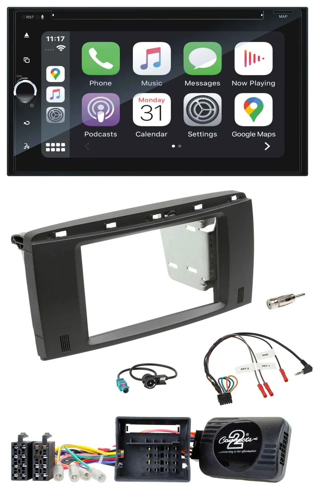 Blaupunkt USB DAB Bluetooth 2DIN TMC Lenkrad Navigation für Mercedes R-Klasse 20