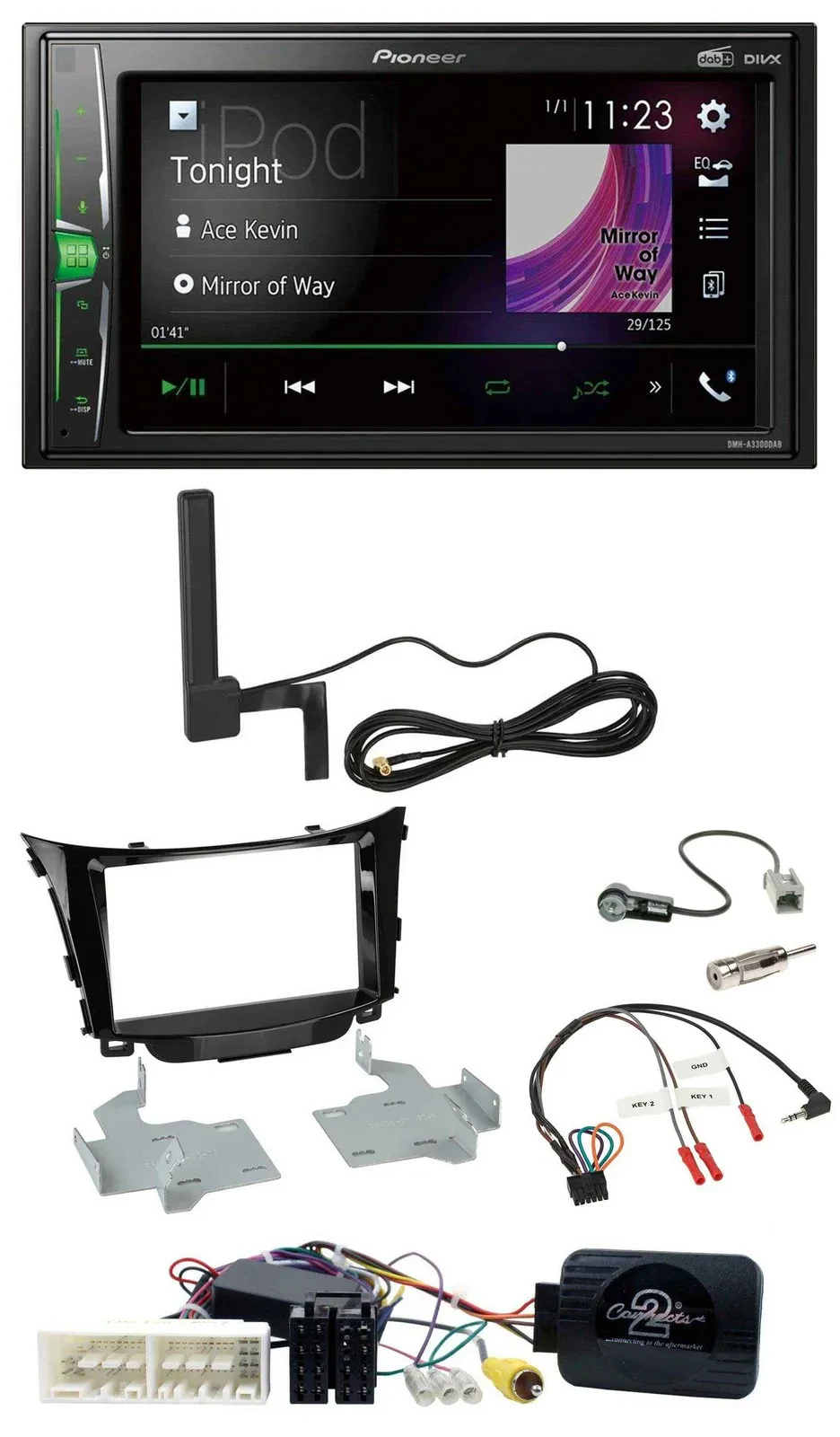 Pioneer MP3 DAB Lenkrad 2DIN Bluetooth Autoradio für Hyundai I30 ab 2017