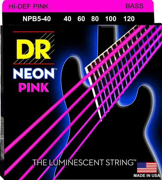 Струны для бас-гитары DR Strings Neon Pink NPB5-40