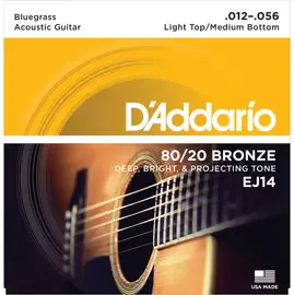 Струны для акустической гитары D'Addario EJ14 12-56, бронза