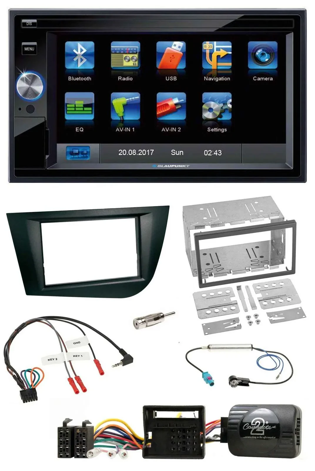Blaupunkt SD USB TMC Bluetooth 2DIN Lenkrad Navigation für Seat Leon 2005-2009 s