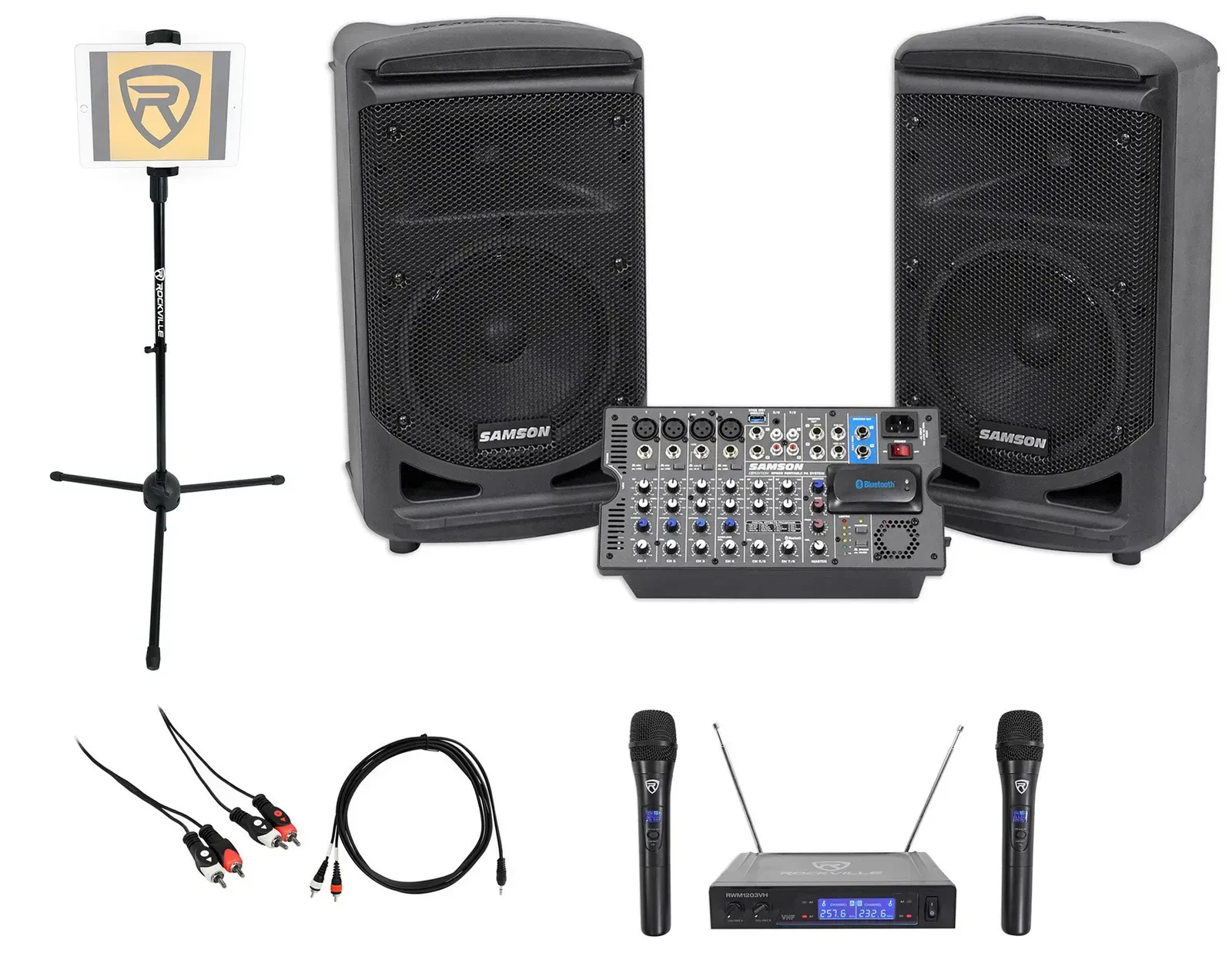 Samson 8" Portable YouTube Karaoke Machine/System+2 Mics+Tablet Smartphone Stand