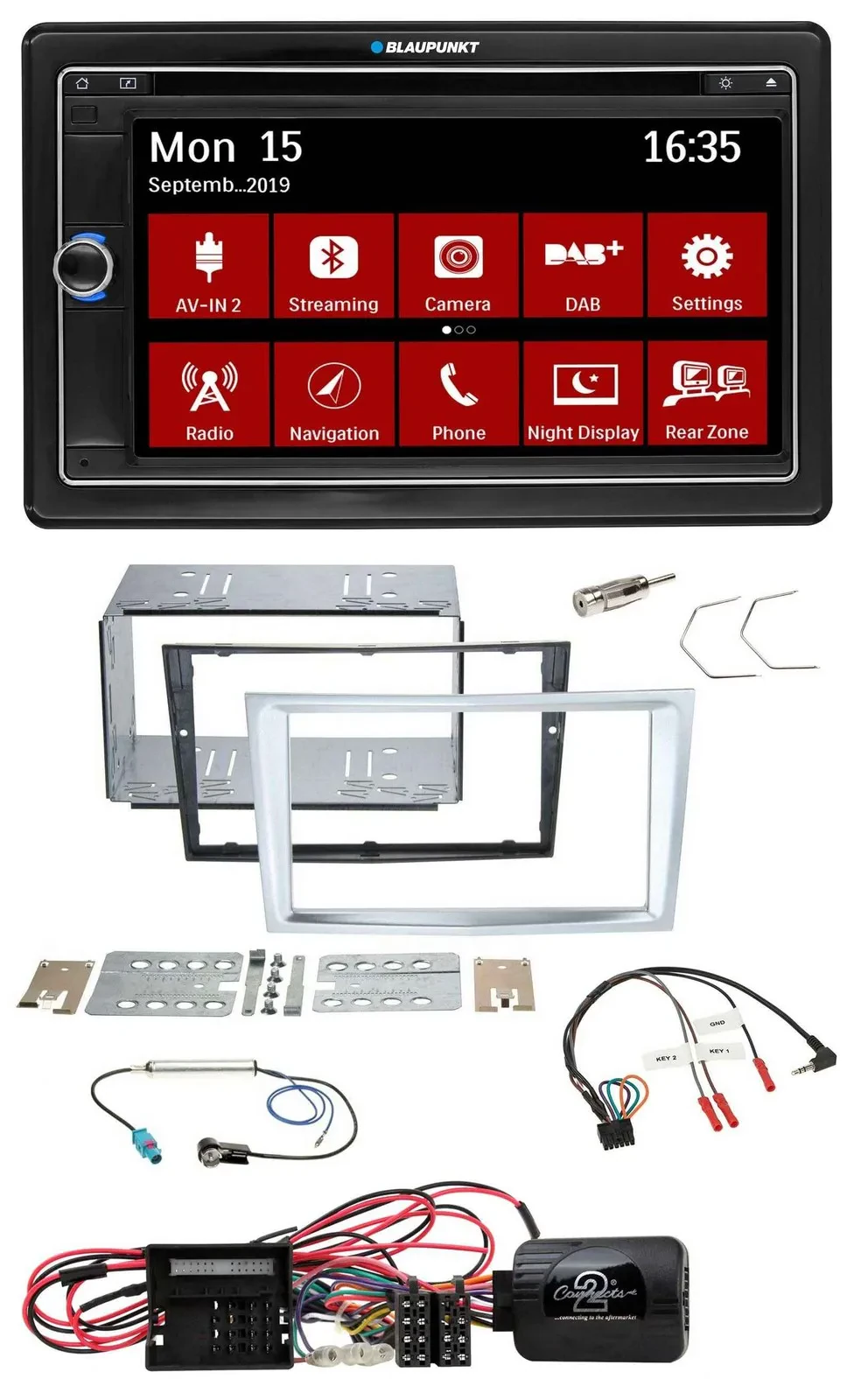 Автомагнитола Blaupunkt 2DIN DAB TMC USB Bluetooth навигация для Opel Corsa D, матовый хром
