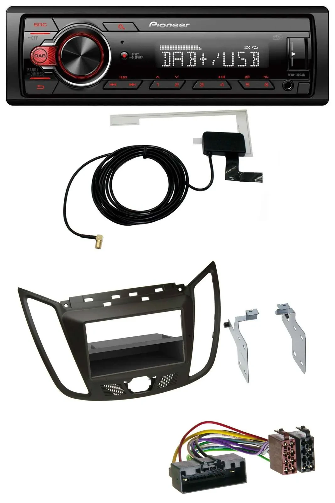 Автомагнитола Pioneer 1-DIN MP3 DAB USB AUX для Ford C-Max / Kuga тёмно-коричневая