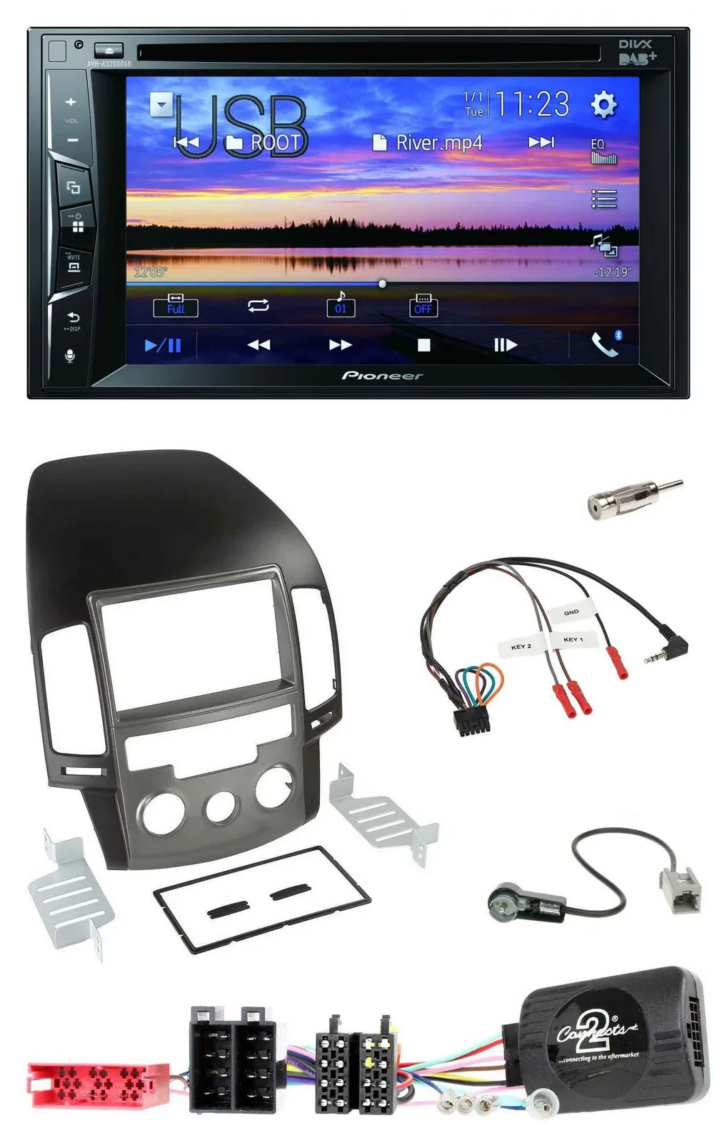 Pioneer Bluetooth 2DIN USB DVD DAB Lenkrad Autoradio für Hyundai i30 ab 2009