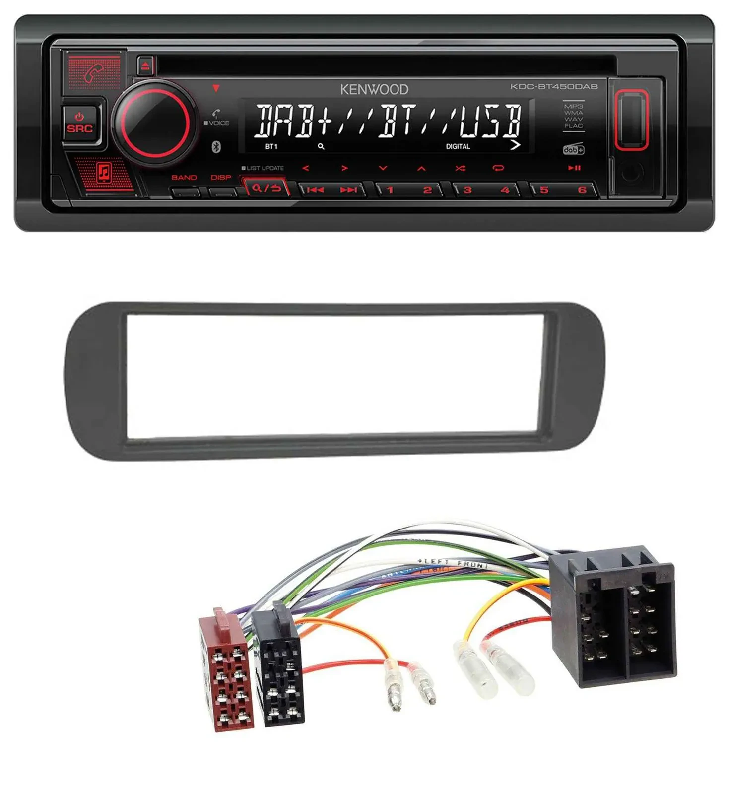 Kenwood MP3 CD USB Bluetooth DAB Autoradio für Lancia Y (1996-2004) - schwarz