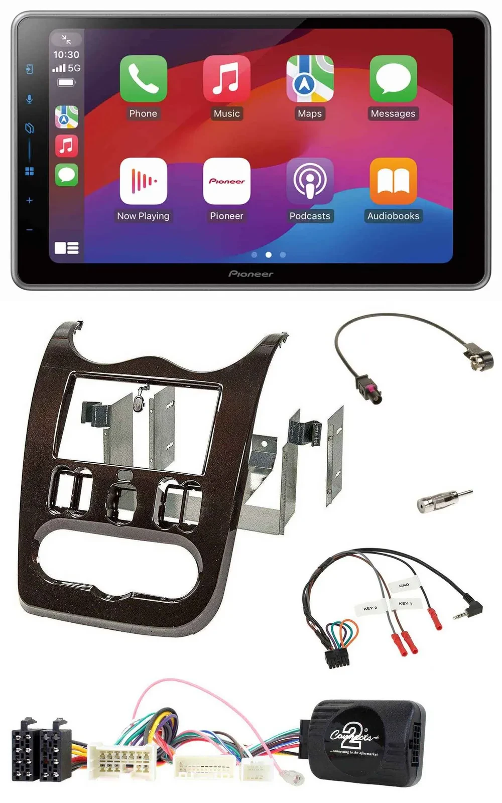 Pioneer Lenkrad USB DAB Bluetooth 2DIN Autoradio für Dacia ab 12 dunkelbraun