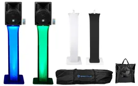 (2) Rockville RPG8BT 8" Powered 400w DJ Speakers w/Bluetooth+Totem Style Stands