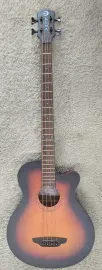 Luna Tribal 34" Scale-Length Acoustic-Electric Bass Guitar, Tobacco Sunburst