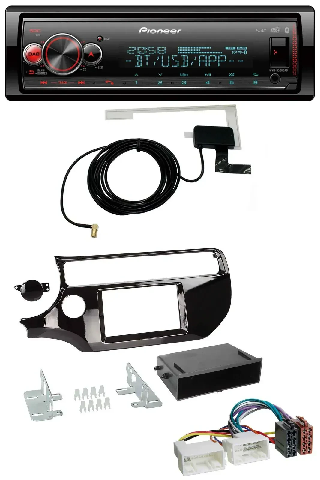 Автомагнитола Pioneer Bluetooth DAB USB MP3 для Kia Rio UB (с 2015) чёрный глянец