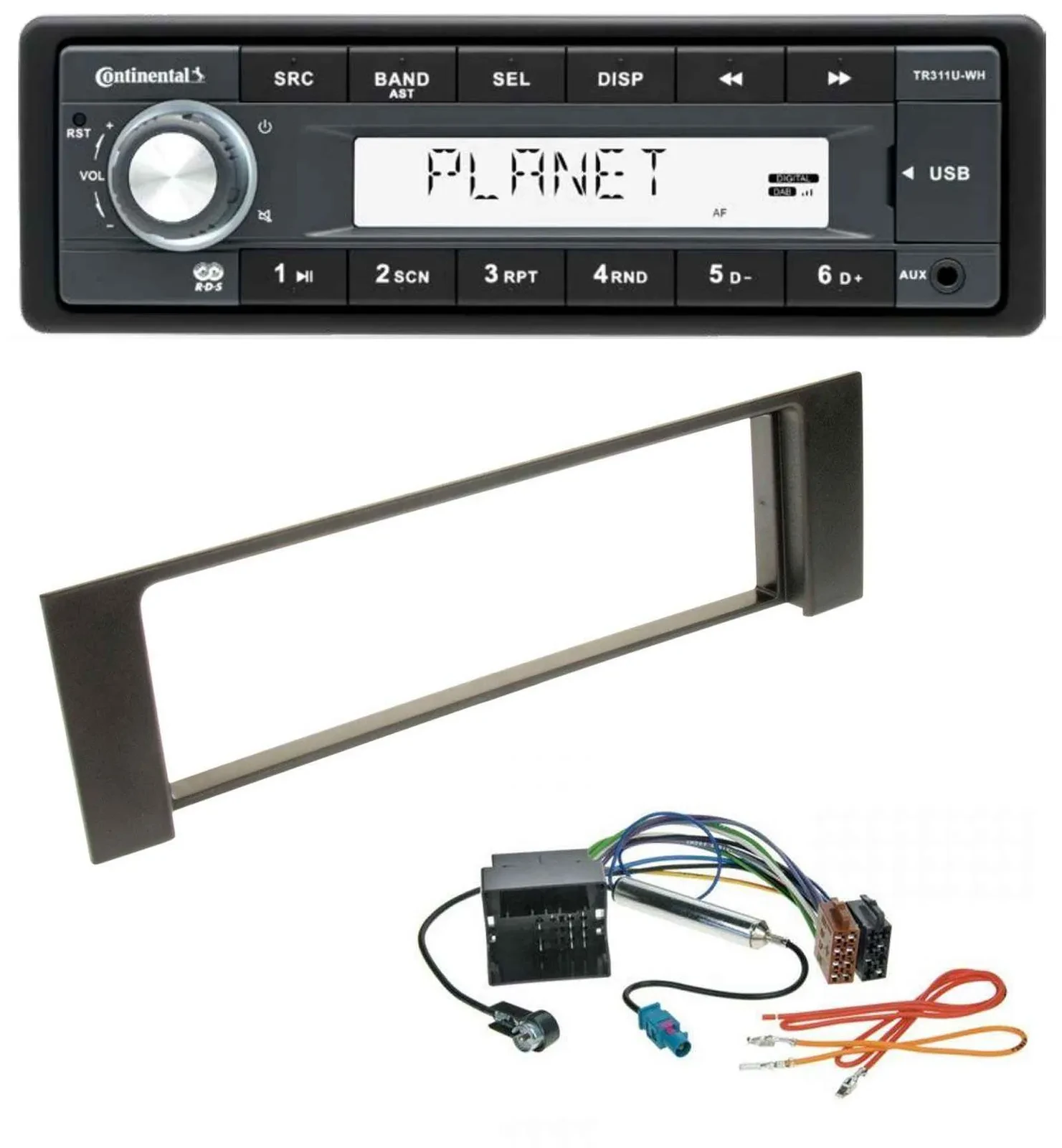 Continental USB MP3 AUX 1DIN Autoradio für Audi A4 00-04 B6 Quadlock Fakra