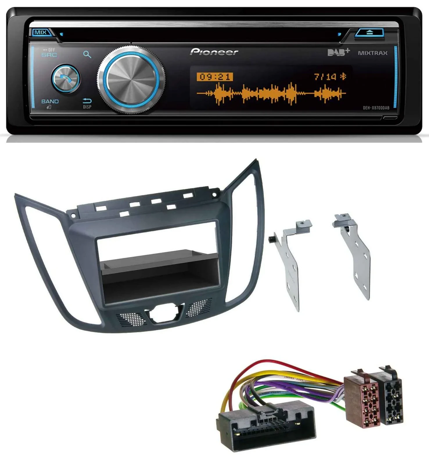 Pioneer MP3 DAB USB CD Bluetooth Autoradio für Ford C-Max / Kuga - dunkelgrau