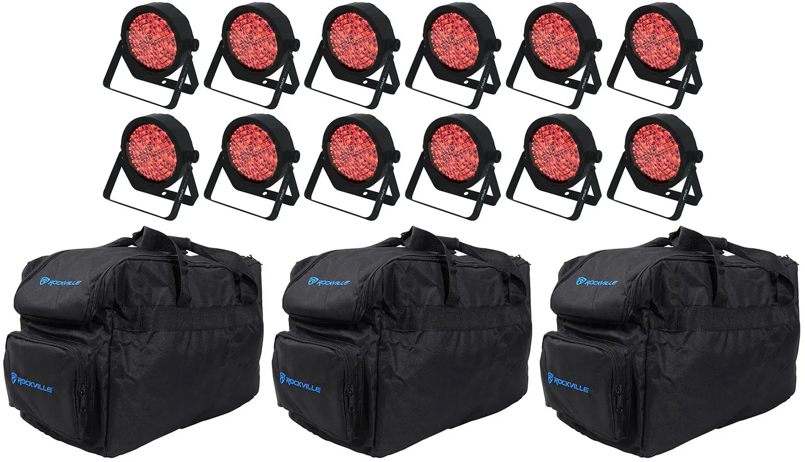 Прожектор PAR CHAUVET DJ SLIMPAR 56 ILS RGB LED DMX (набор, 12 шт.) с сумками для переноски
