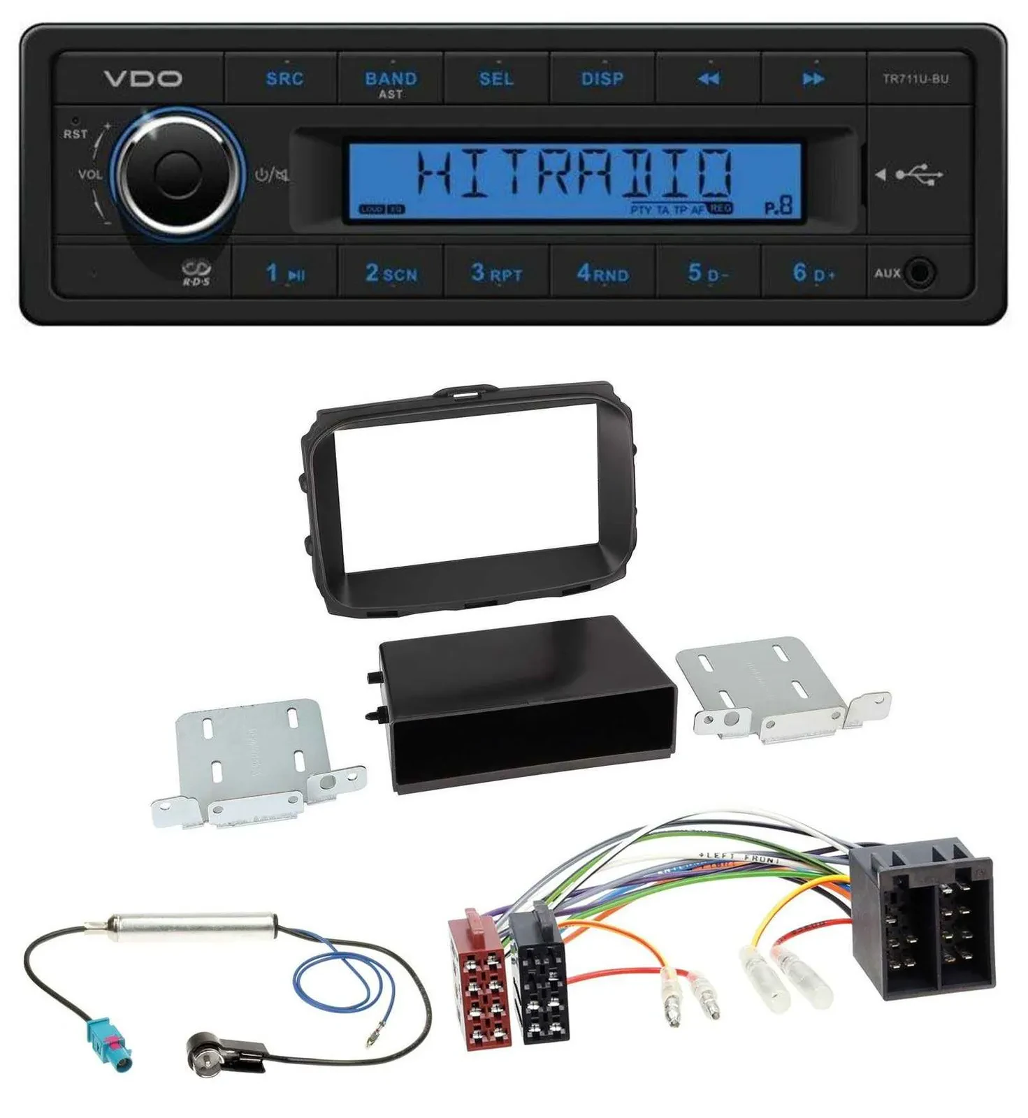VDO AUX 1DIN MP3 USB Autoradio für Alfa Romeo Giulietta 2013-2021 ISO