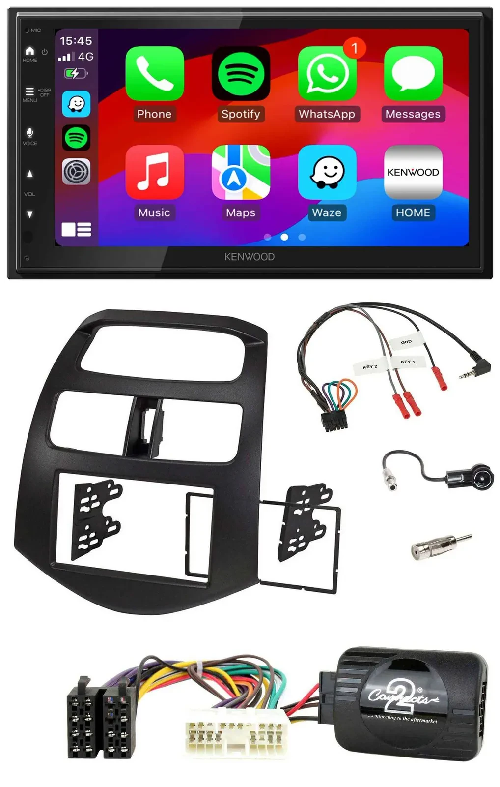 Kenwood Lenkrad USB DAB 2DIN Bluetooth Autoradio für Chevrolet Spark KLM 2012-20