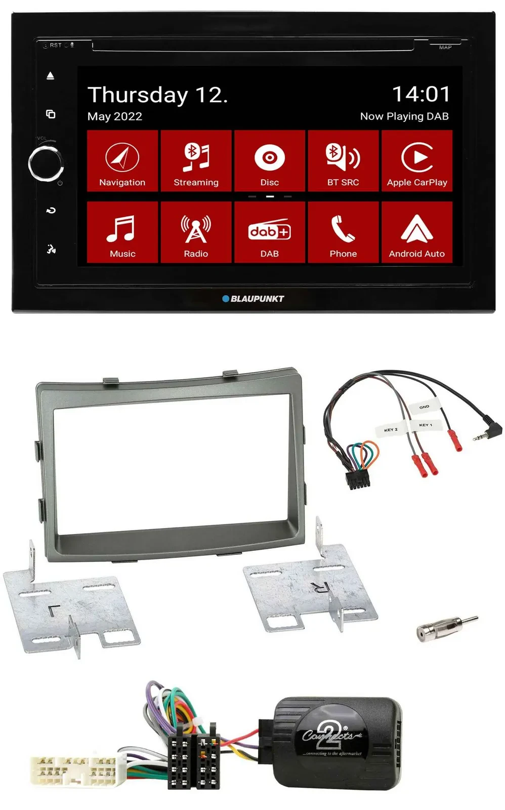 Blaupunkt 2DIN Lenkrad Bluetooth USB TMC DAB Navigation für SSangYong Rodius ab