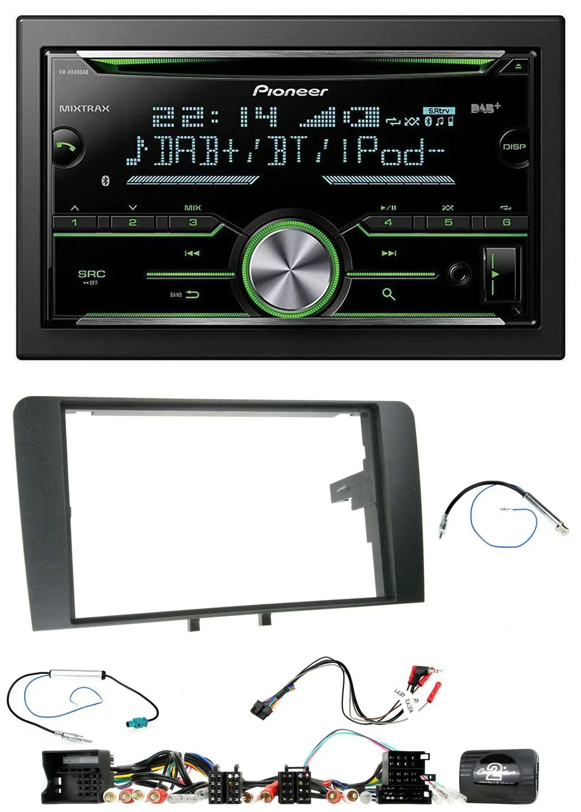 Pioneer Bluetooth Lenkrad DAB 2DIN USB CD Autoradio für Audi A3 8P 2003-2012 Akt