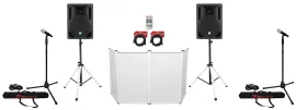 2) Rockville RPG10BT 10" Powered 600w DJ PA Speakers+Bluetooth+LED Stands+Cables